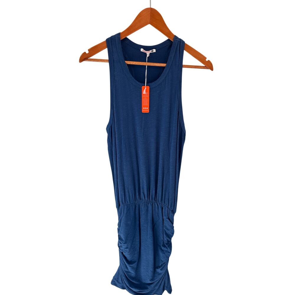 SUNDRY NWT Blue Racerback Ruched Sleeveless Dress in Blue // M